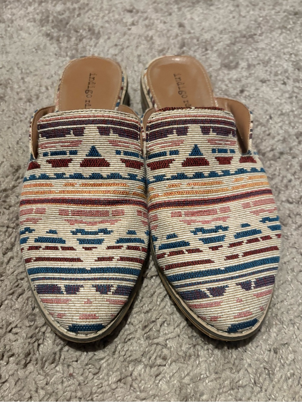Slip-On Patterned Mule Flats in Multi-Color